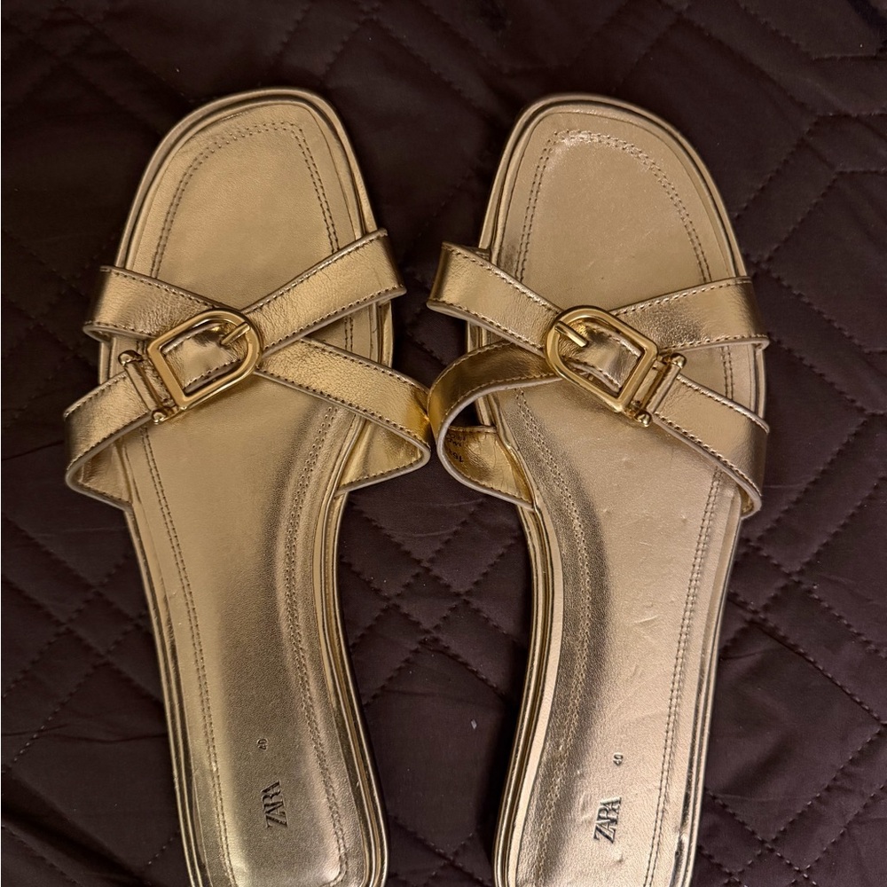 Zara Metallic Gold Women's Sandals